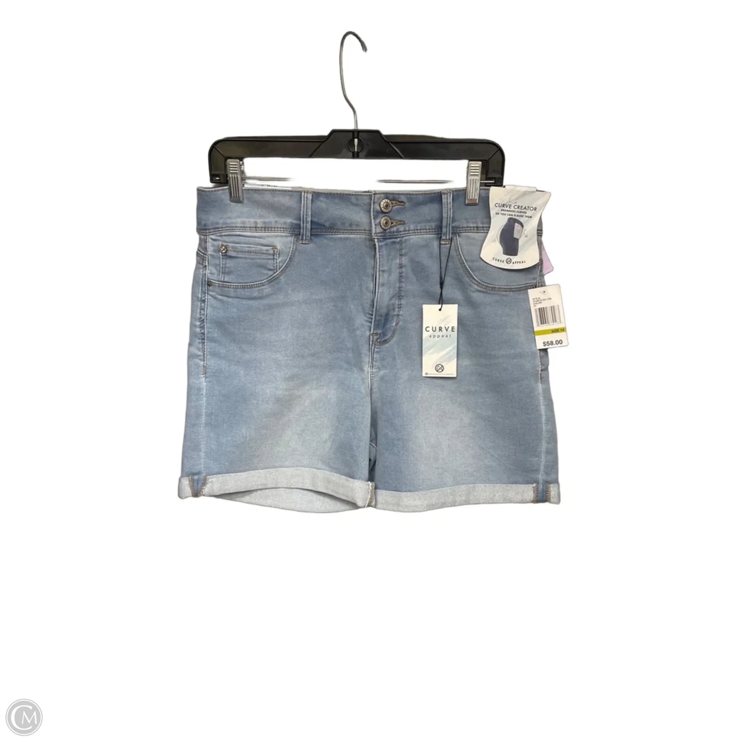 Shorts By Curve Appeal In Blue Denim, Size: 14