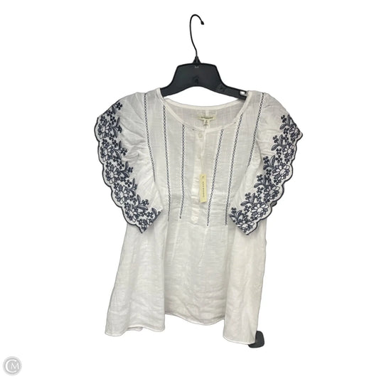 Top Short Sleeve By Max Studio In Blue & White, Size: S