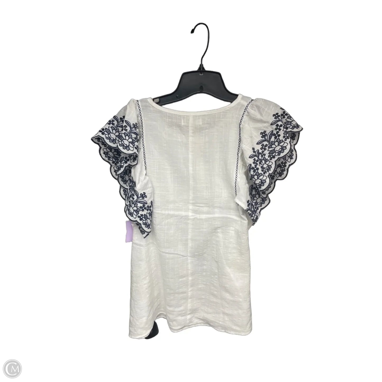 Top Short Sleeve By Max Studio In Blue & White, Size: S
