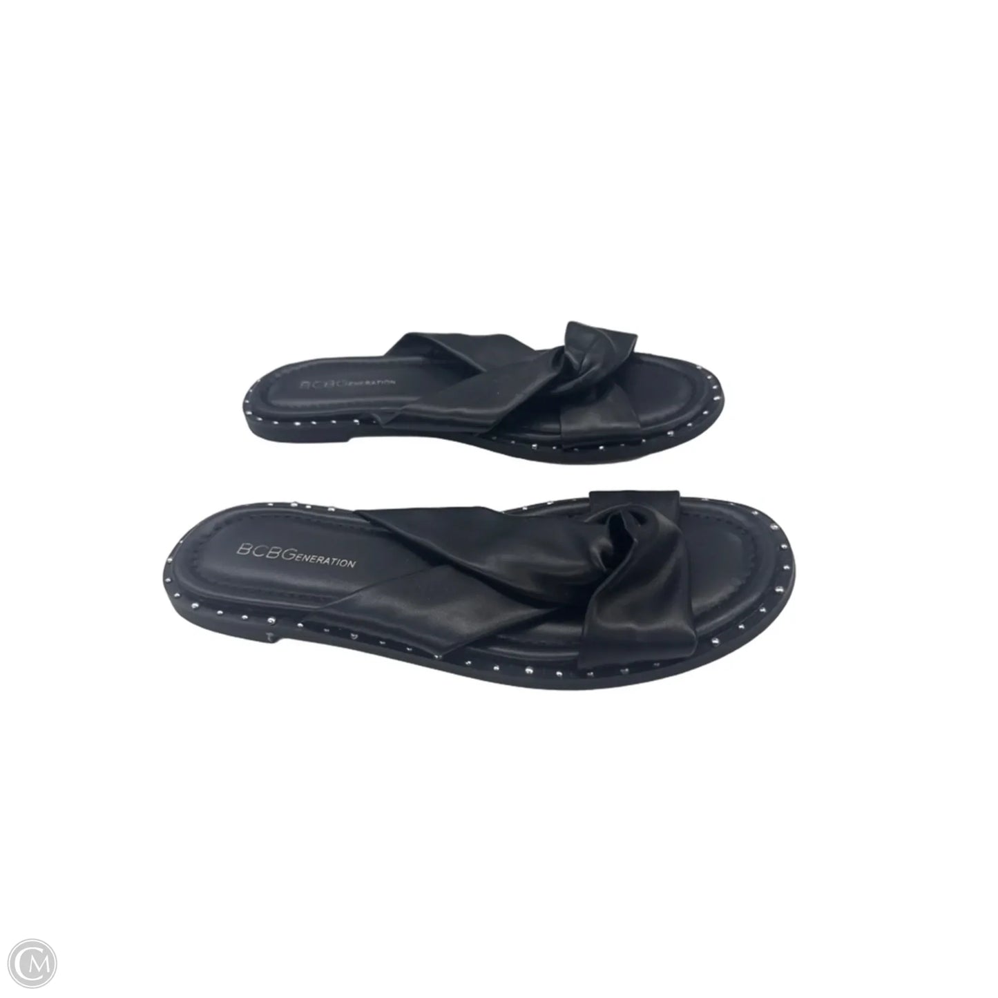 Sandals Flats By Bcbg In Black & Silver, Size: 8.5