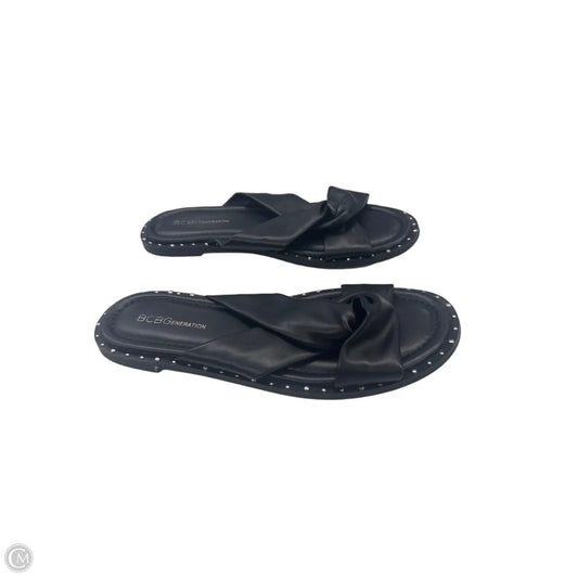 Sandals Flats By Bcbg In Black & Silver, Size: 8.5