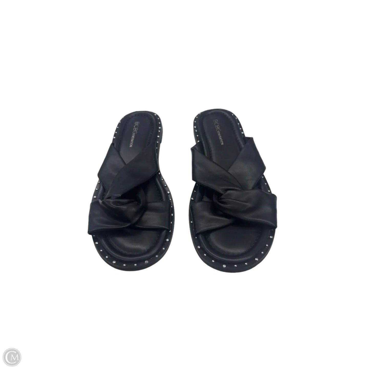 Sandals Flats By Bcbg In Black & Silver, Size: 8.5
