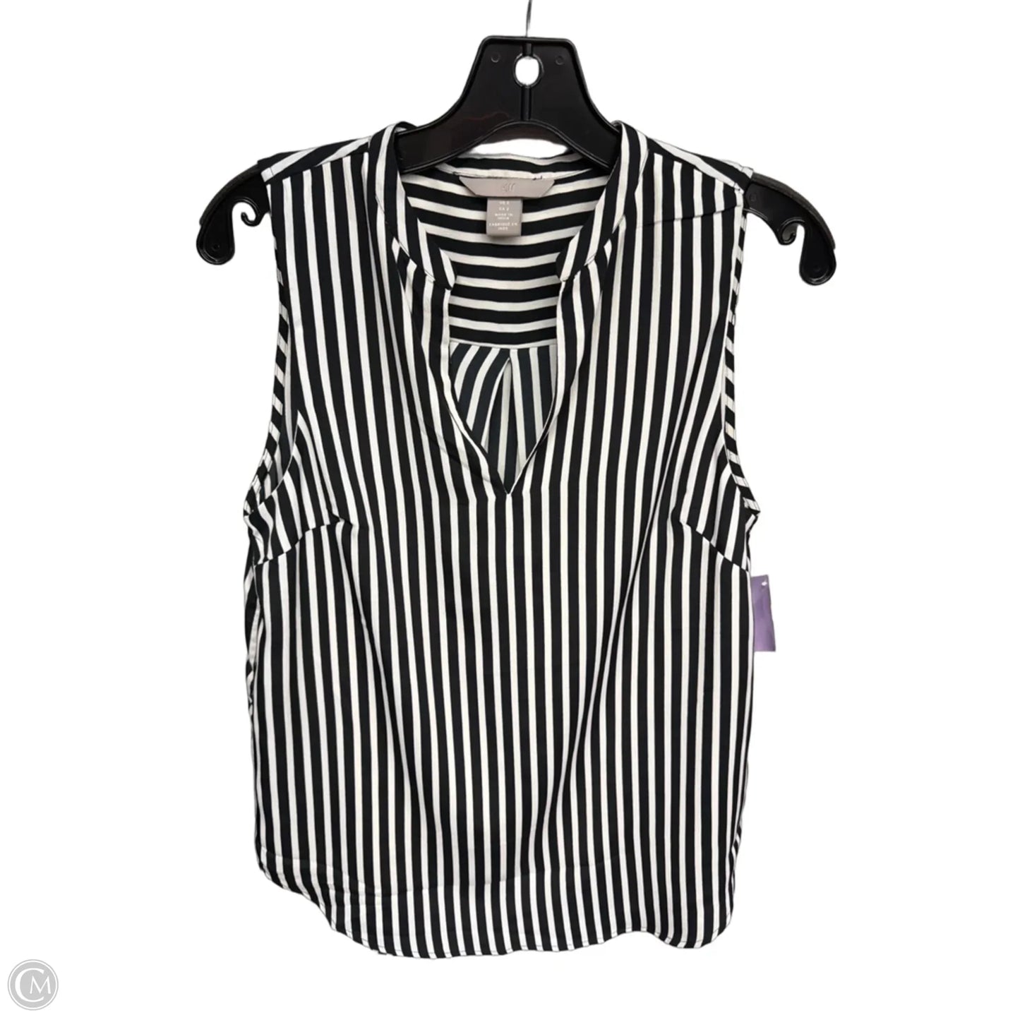 Top Sleeveless By H&m In Striped Pattern, Size: 2