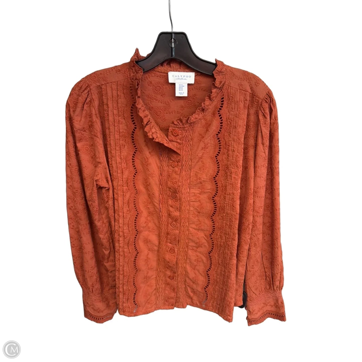 Top Long Sleeve By Calypso St Barth In Orange, Size: M