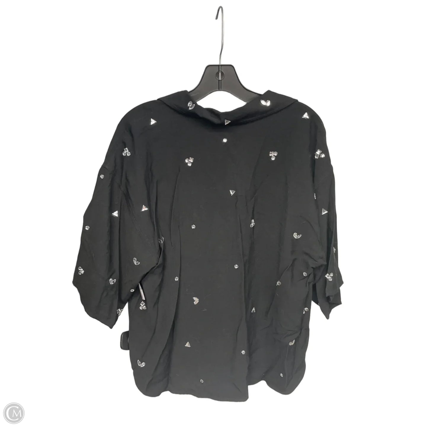 Top Short Sleeve By Loft In Black & Silver, Size: L