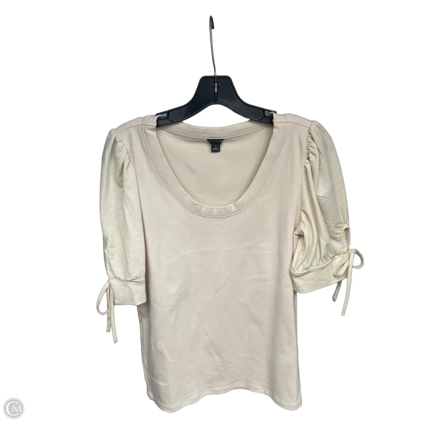Top Short Sleeve By Ann Taylor In Beige, Size: M