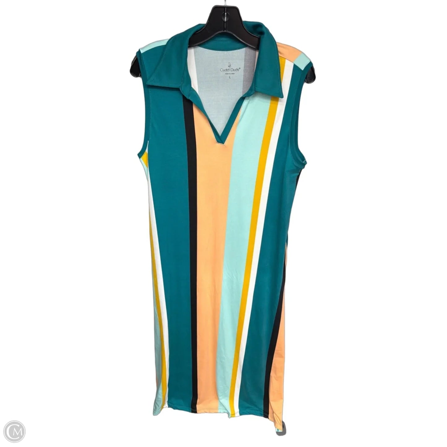 Dress Casual Maxi By Cuddl Duds In Green & Orange, Size: L