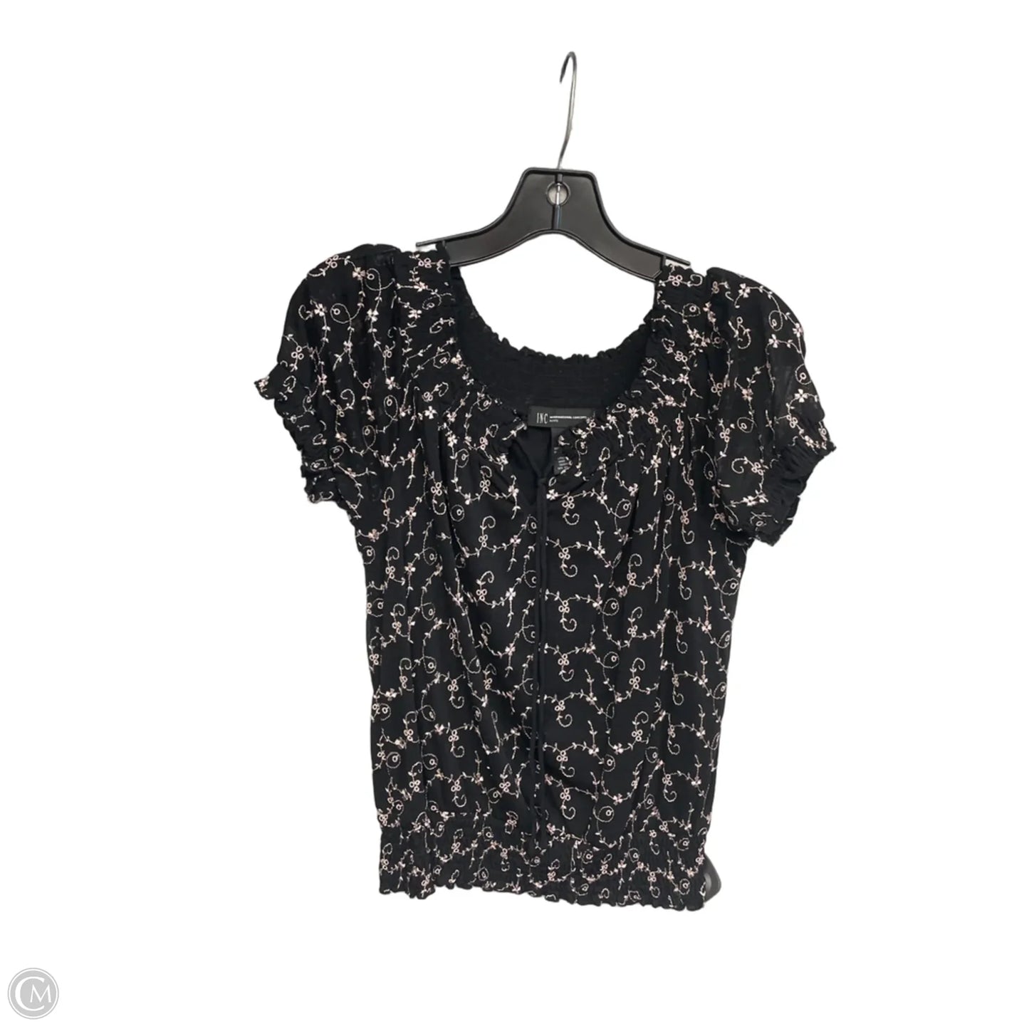 Top Short Sleeve By Inc In Black & Pink, Size: S