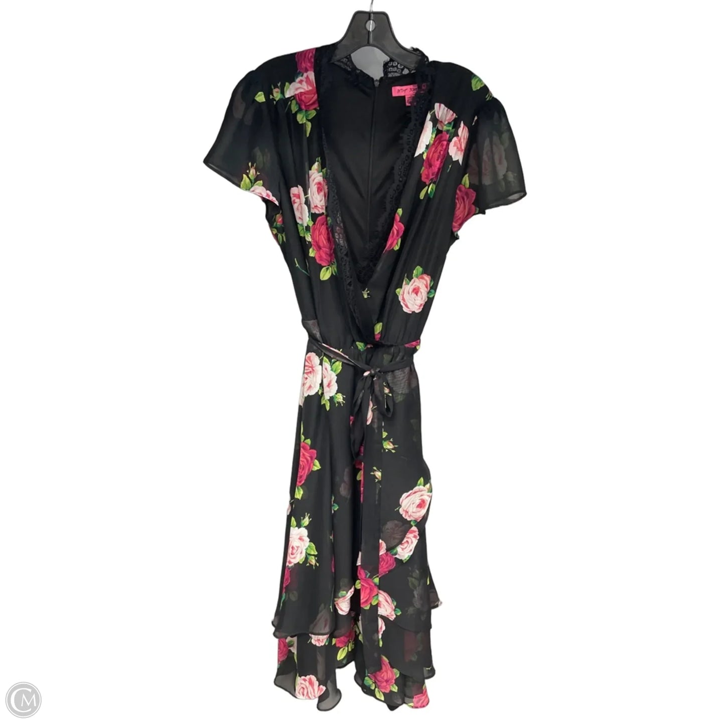 Dress Party Midi By Betsey Johnson In Black & Pink, Size: 16