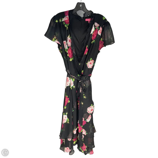 Dress Party Midi By Betsey Johnson In Black & Pink, Size: 16