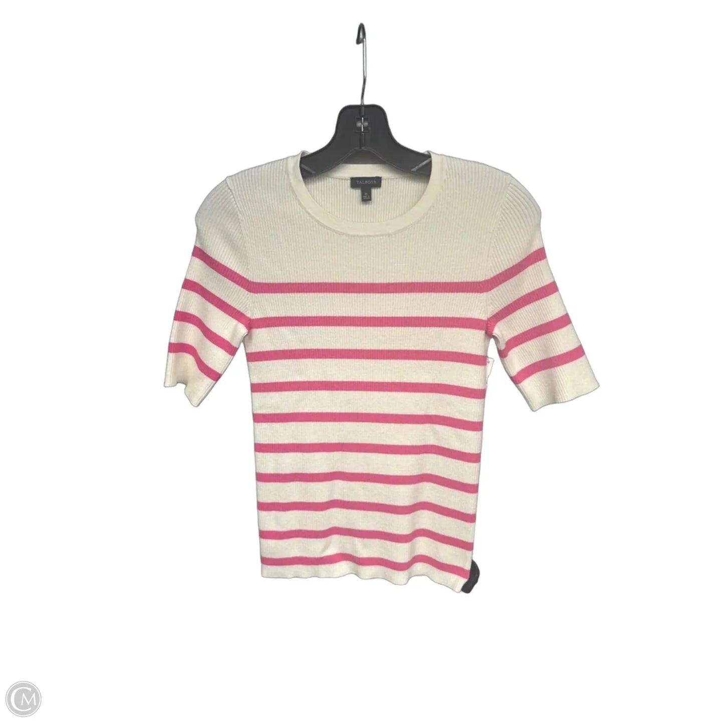 Top Short Sleeve By Talbots In Cream & Pink, Size: Xs