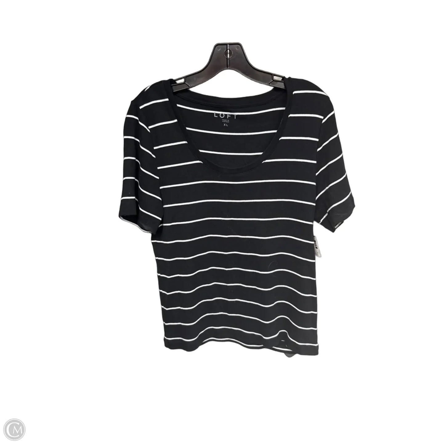 Top Short Sleeve By Loft In Black & White, Size: Xl