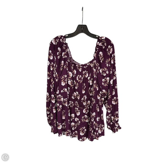 Top 3/4 Sleeve By Torrid In Purple & White, Size: 2x