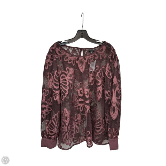 Top Long Sleeve By Torrid In Maroon, Size: 2x