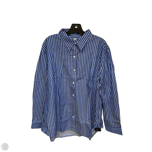 Top Long Sleeve By Clothes Mentor In Blue & White, Size: 2x