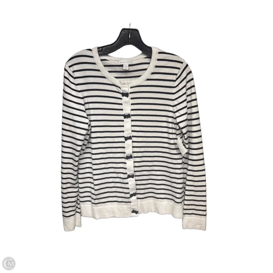 Sweater Cardigan By Charter Club In Striped Pattern, Size: M