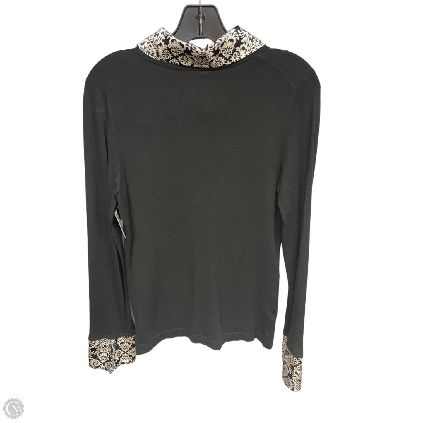 Top Long Sleeve By Ann Taylor In Black & Cream, Size: M