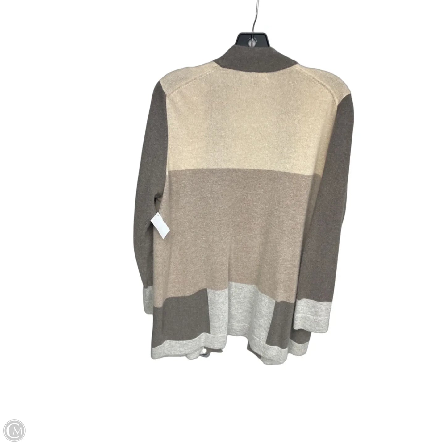 Sweater Cardigan Cashmere By Charter Club In Brown & Cream, Size: L