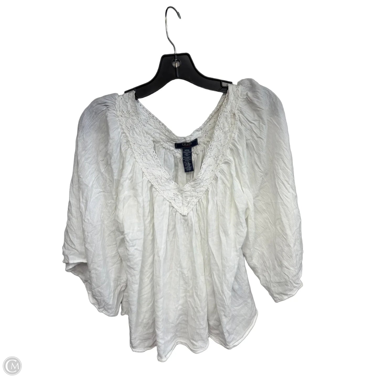 Top 3/4 Sleeve By Chaps In White, Size: S