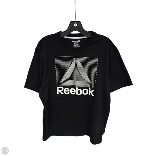 Athletic Top Short Sleeve By Reebok In Black & White, Size: L