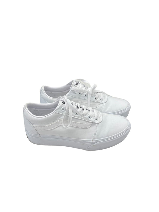 White Shoes Sneakers Platform Vans, Size 8.5