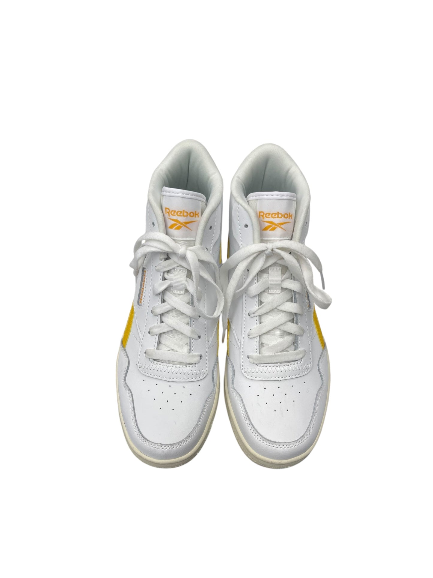 Shoes Athletic By Reebok In White & Yellow, Size: 8.5