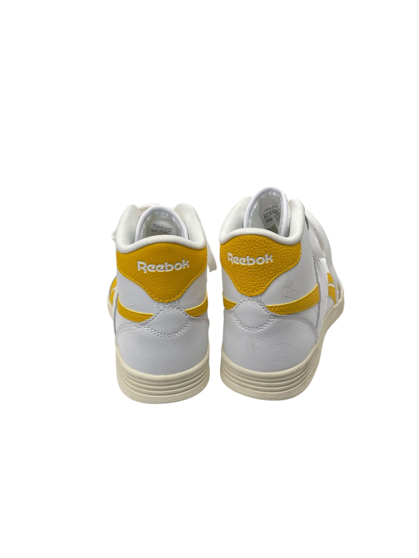 Shoes Athletic By Reebok In White & Yellow, Size: 8.5