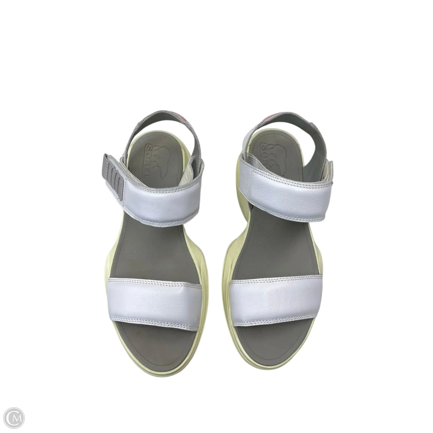 Sandals Flats By Sorel In White & Yellow, Size: 8.5