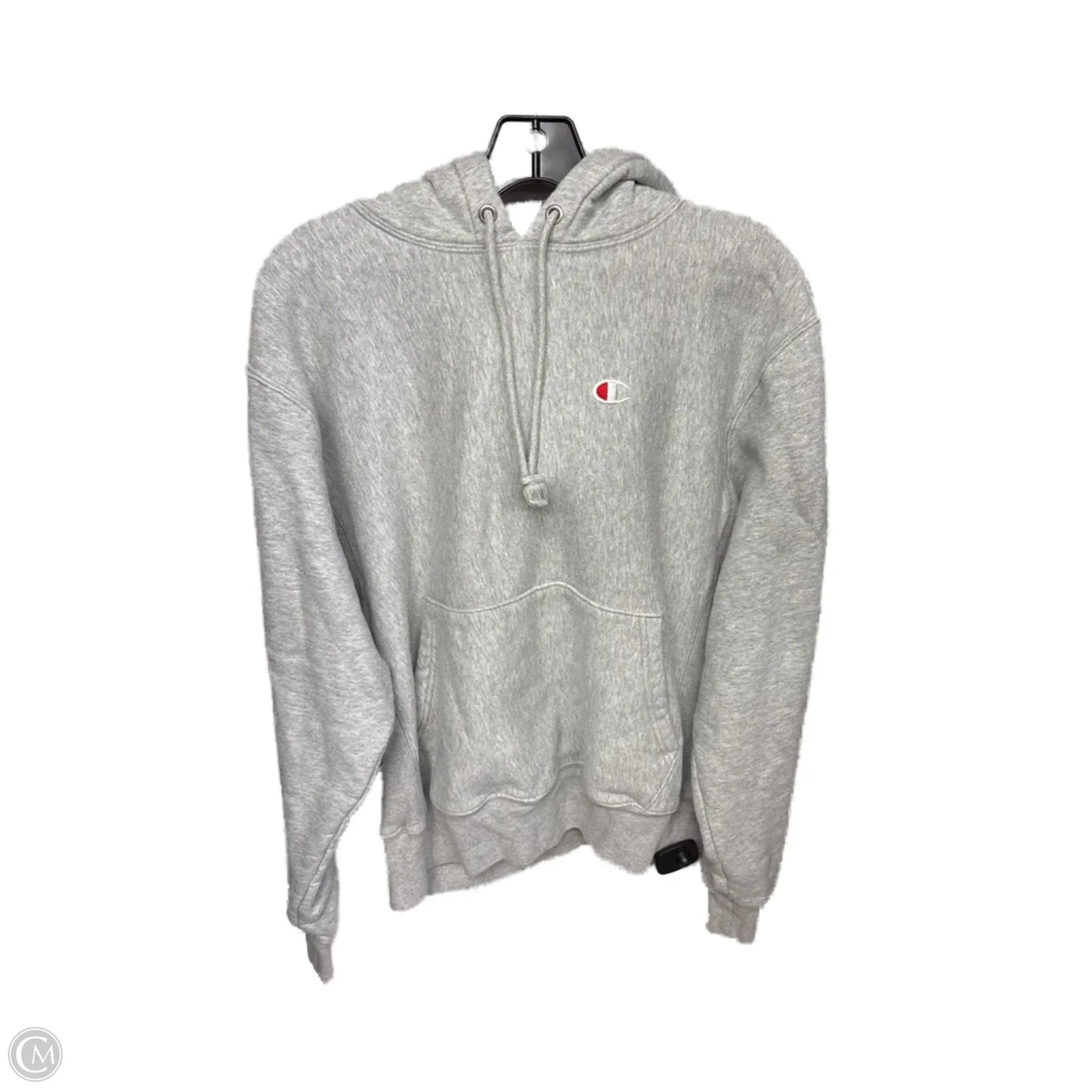 Athletic Sweatshirt Hoodie By Champion In Grey, Size: M