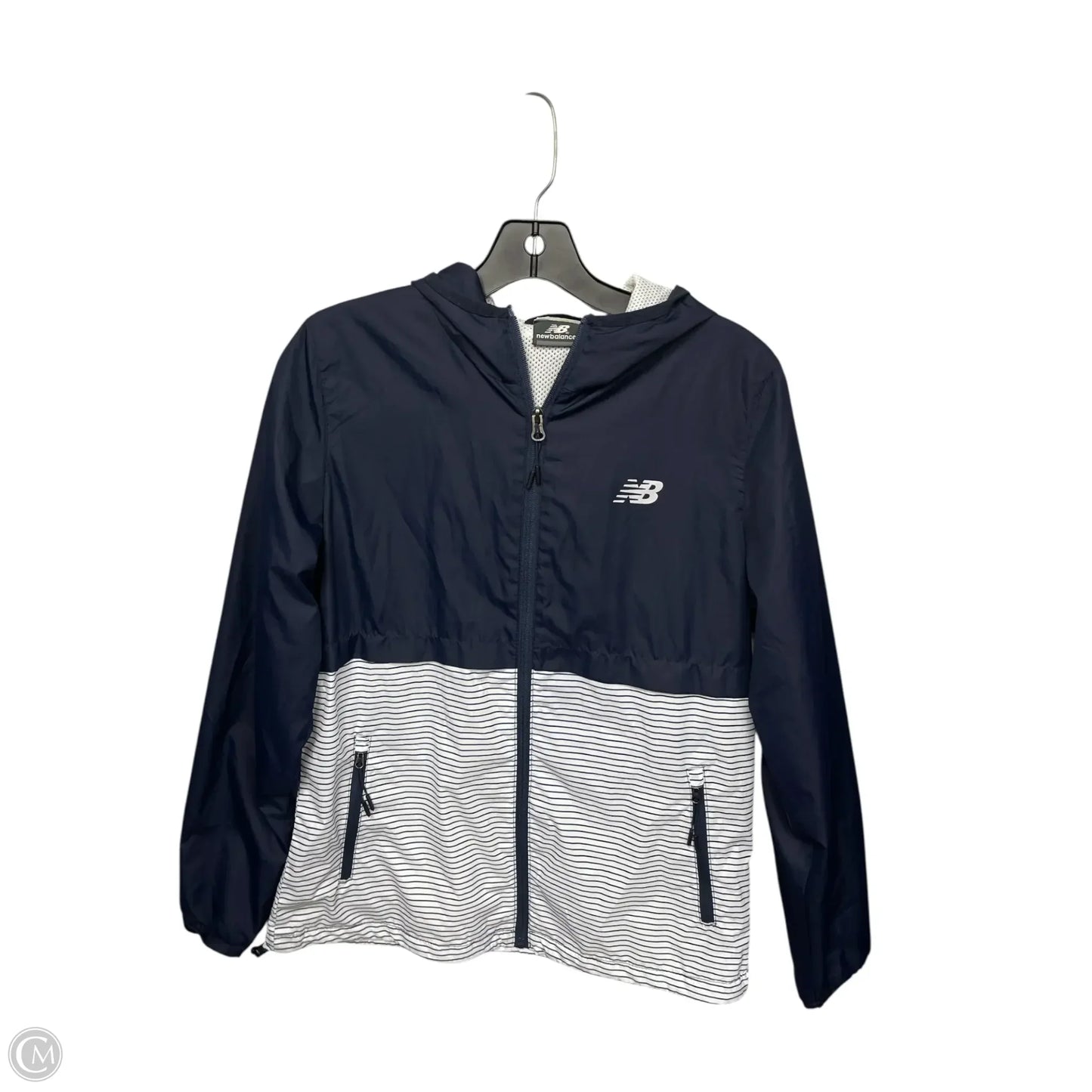 Athletic Jacket By New Balance In Blue & White, Size: M