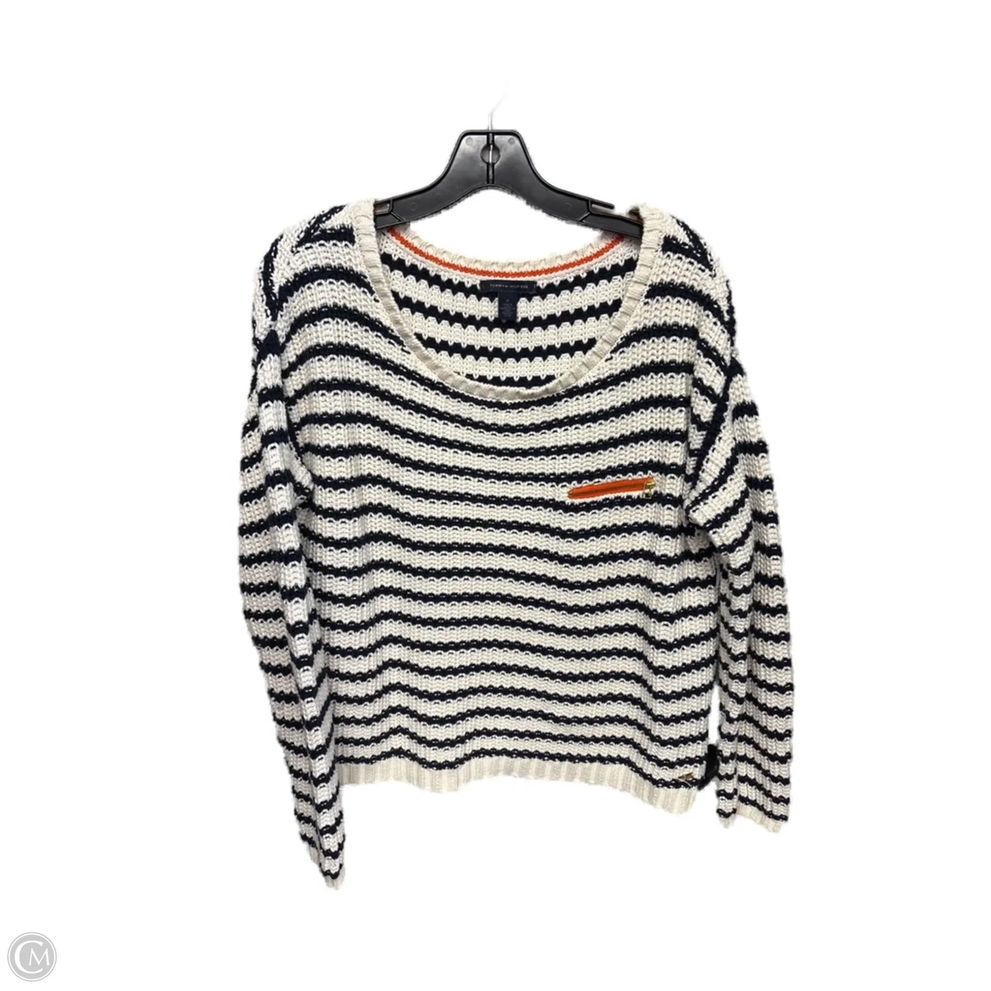 Sweater By Tommy Hilfiger In Blue & Cream, Size: M