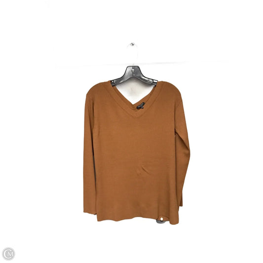 Top Long Sleeve Designer By Lafayette 148 In Brown, Size: M