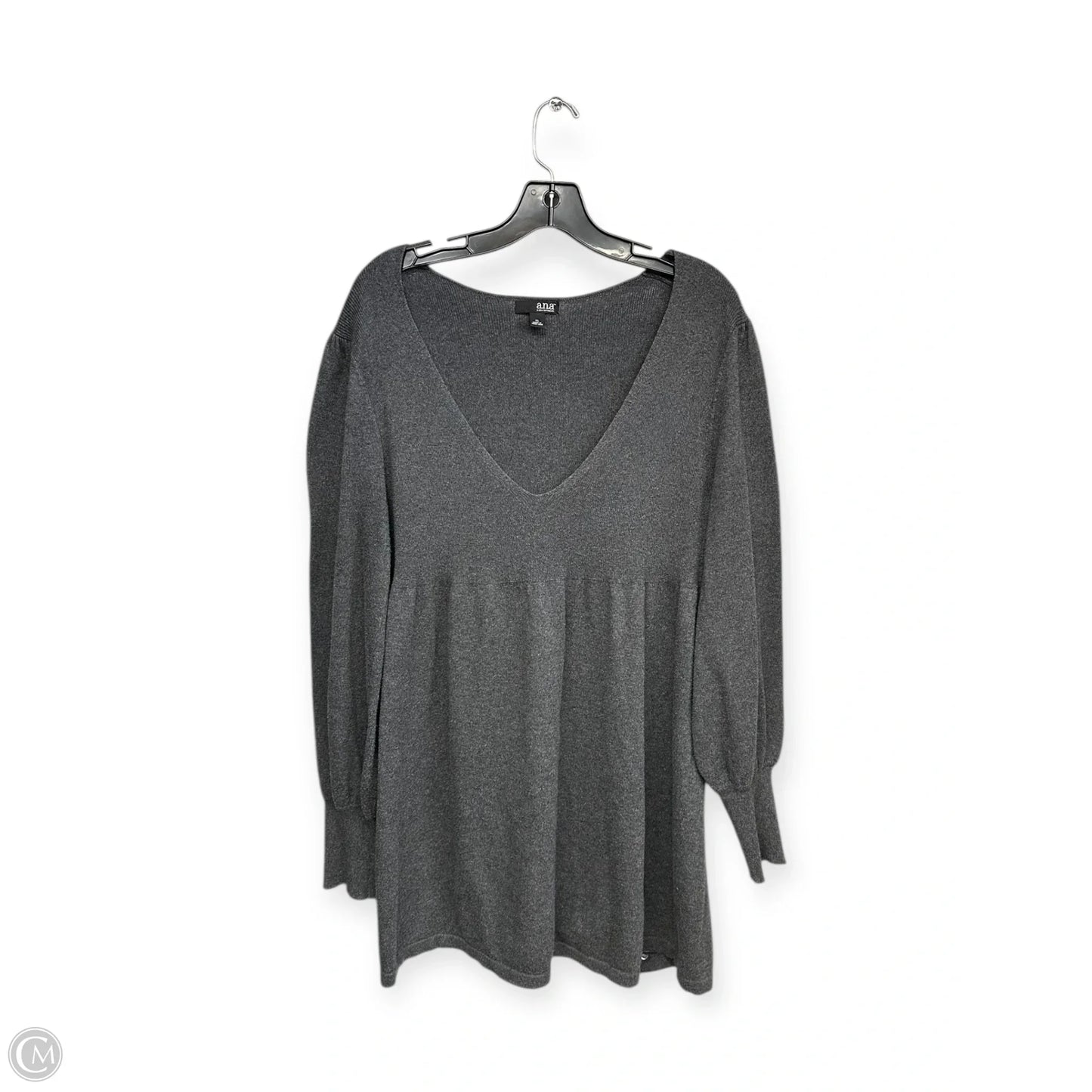 Tunic Long Sleeve By Ana In Grey, Size: Xl