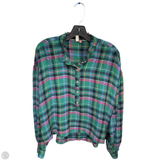 Top Long Sleeve By Pilcro In Green & Purple, Size: S