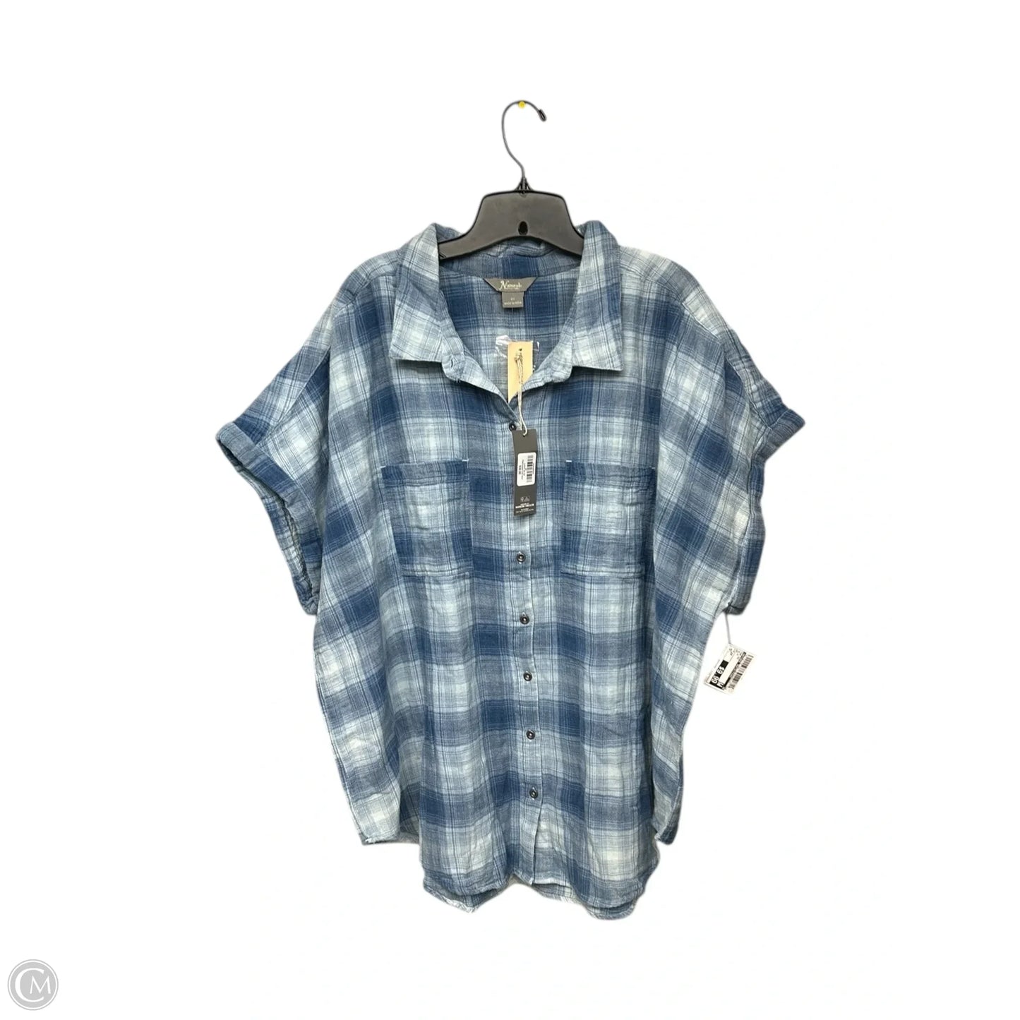 Top Short Sleeve By Natural Reflections In Blue, Size: 2x
