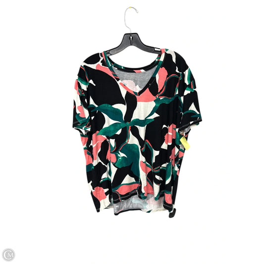 Top Short Sleeve By Nine West In Black & Pink, Size: Xl