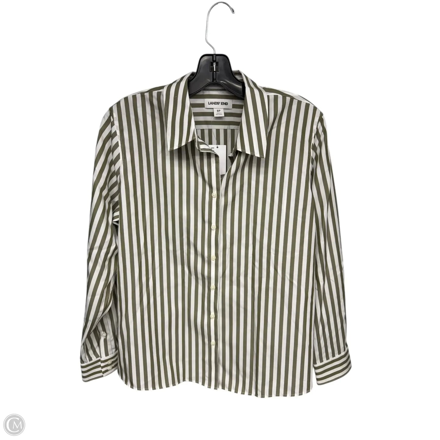 Top Long Sleeve By Lands End In Striped Pattern, Size: 8p