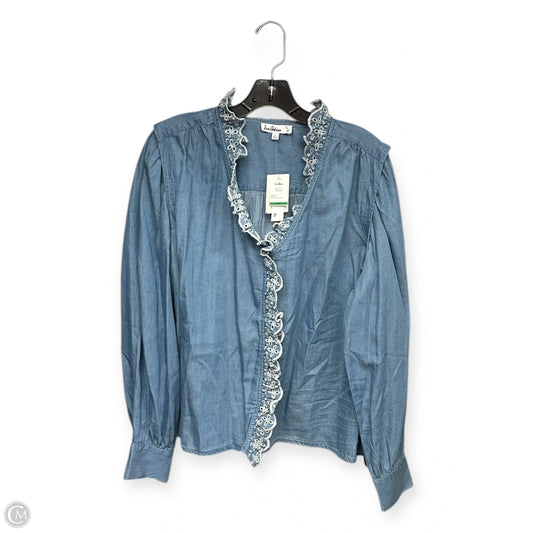 Top Long Sleeve By Sam Edelman In Blue Denim, Size: L