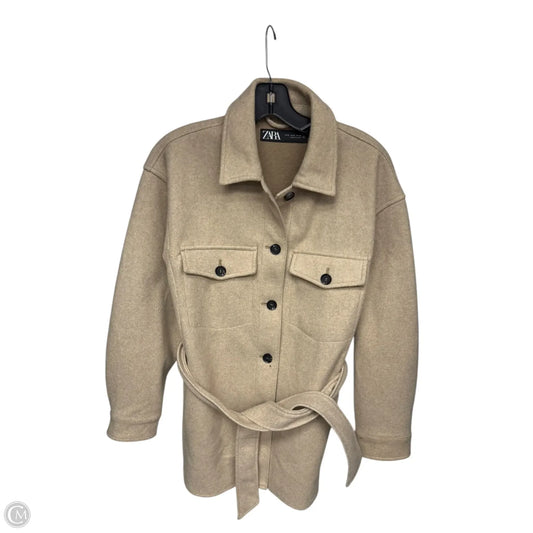 Jacket Shirt By Zara In Tan, Size: S