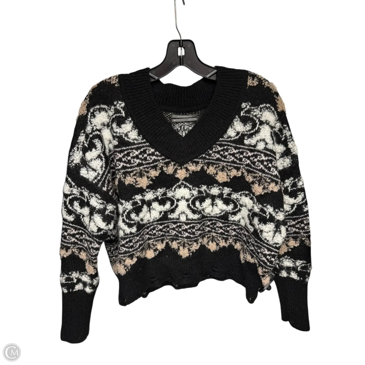 Sweater By Anthropologie In Black & White, Size: Xxs
