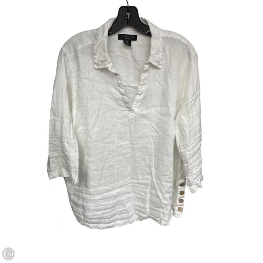 Top Short Sleeve By Tahari In White, Size: 1x