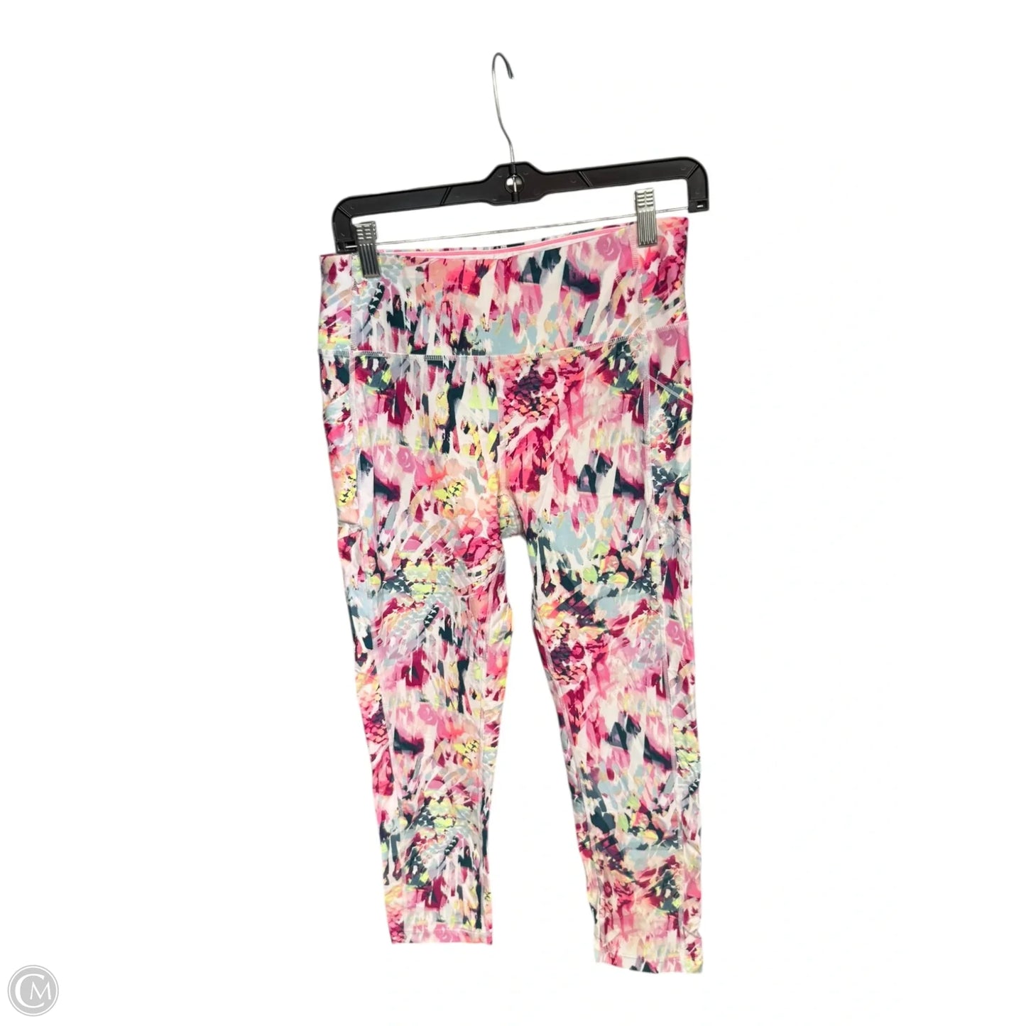 Athletic Leggings Capris By Calvin Klein Performance In Pink & White, Size: L