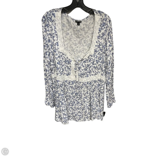 Top Long Sleeve By Torrid In Blue & White, Size: 3x
