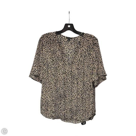 Top Short Sleeve By Ann Taylor In Black & Gold, Size: M