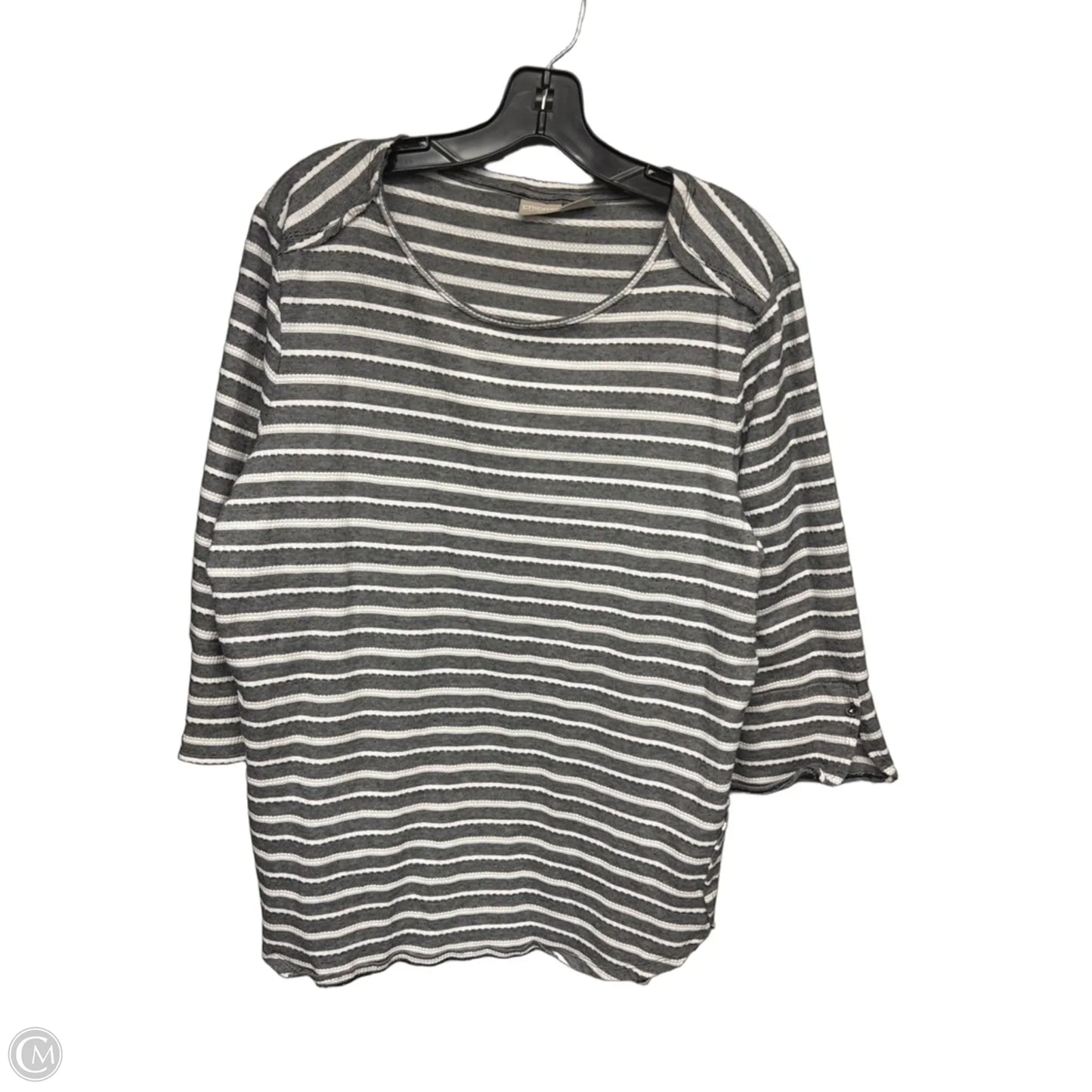 Top 3/4 Sleeve By Chicos In Black & White, Size: Xl