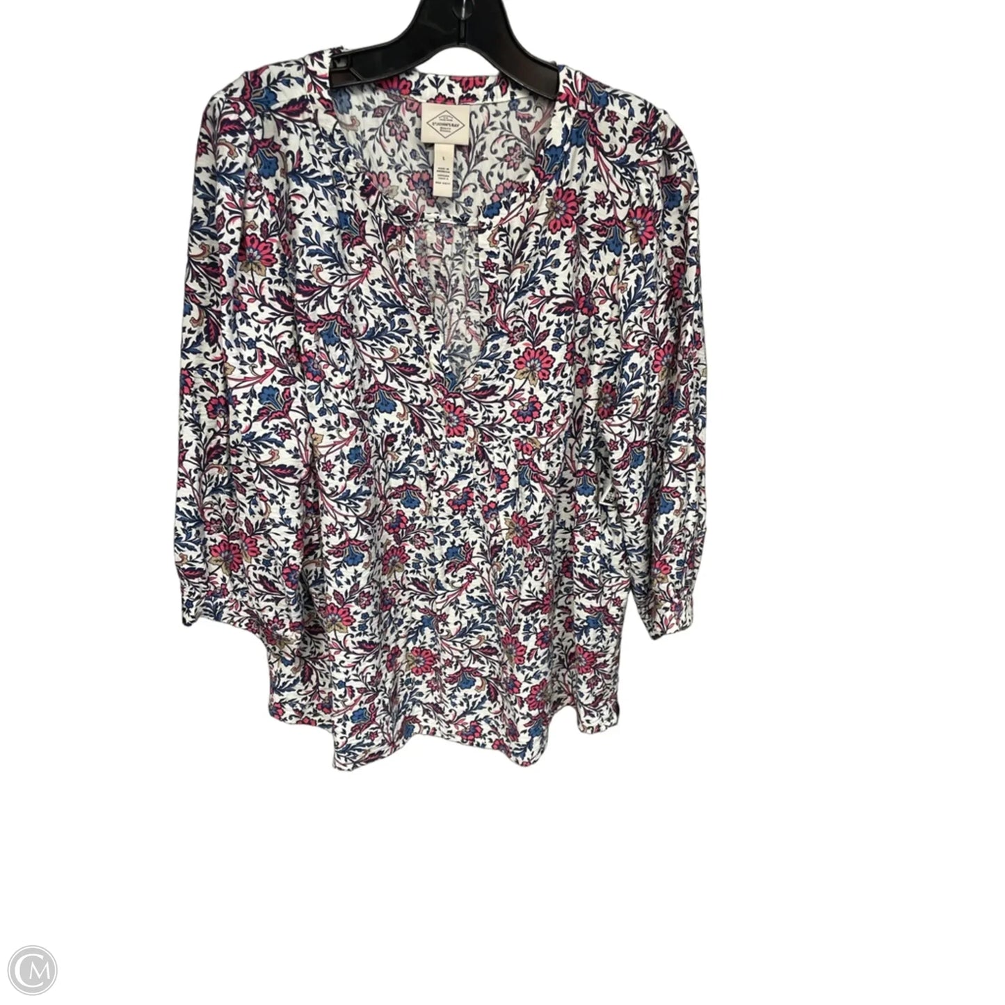 Top 3/4 Sleeve By St Johns Bay In Floral Print, Size: L