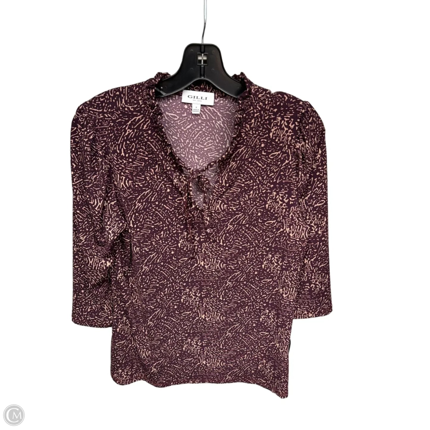 Top 3/4 Sleeve By Gilli In Purple, Size: S