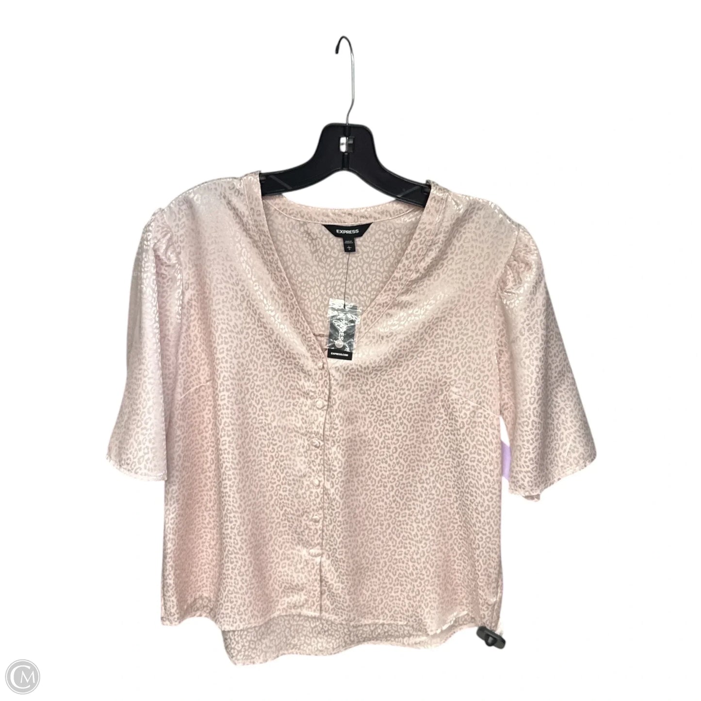 Top Short Sleeve By Express In Pink, Size: L