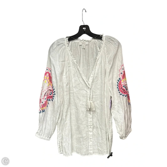 Top Long Sleeve By Charter Club In Pink & White, Size: Xl