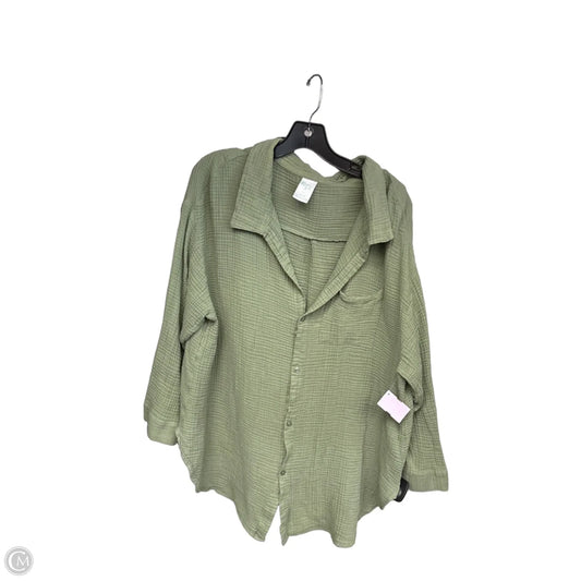 Top Long Sleeve By Kona Sol In Green, Size: 1x